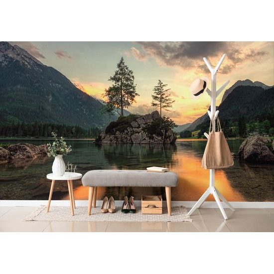 Nádherná samolepiaca fototapeta odraz oblohy v jazere