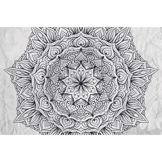 Samolepiaca tapeta jemná abstrakcia kvetu v čiernobielom prevedení