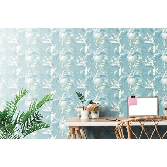 Samolepiaca tapeta čarovná ľalia v modrom prevedení