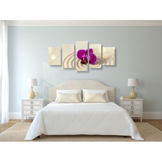 5-dielny obraz orchidea v piesku