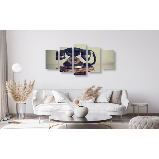 5-dielny obraz historický telefón