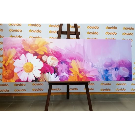 Obraz olejomaľba kvetov v pastelových odtieňoch