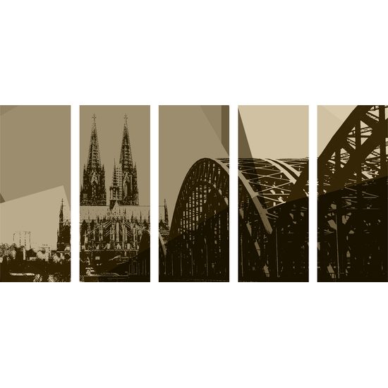 5-dielny obraz Kolínsky most v sépivom prevedení