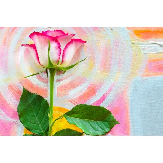 Obraz ruža na maľovanom pozadí