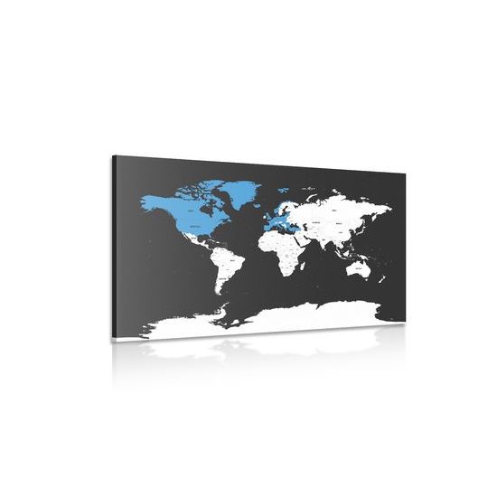 Obraz zaujímavá mapa na čiernom pozadí s modrým detailom