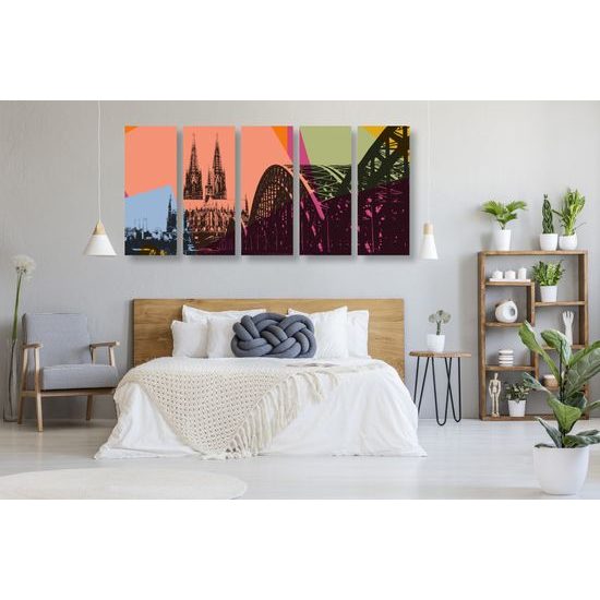 5-dielny obraz nemecký Kolín v pop art štýle