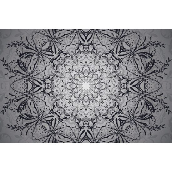 Samolepiaca tapeta nádherná Mandala v čiernobielom prevedení