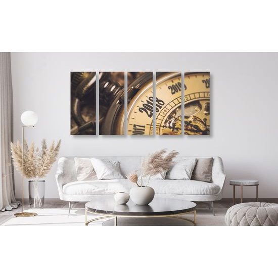 5-dielny obraz historické vreckové hodinky