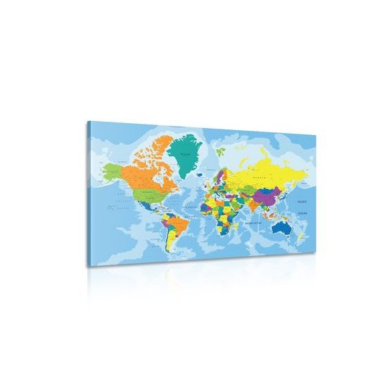 Obraz mapa sveta v pestrofarebnom prevedení