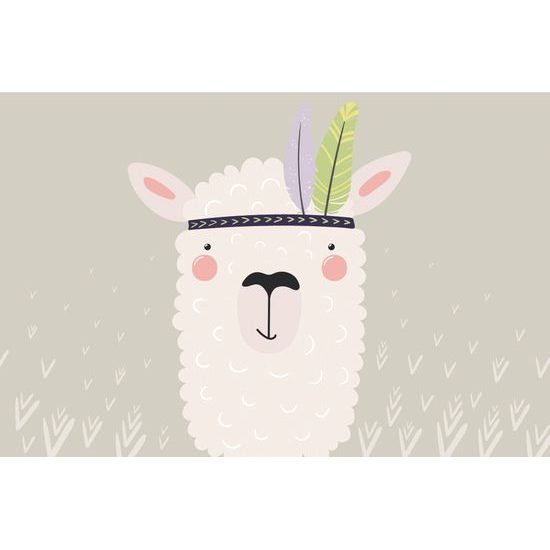 Tapeta dobrodužná lama s pierkami