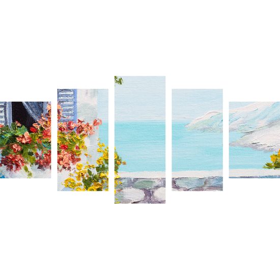 5-dielny obraz maľované Santoríni