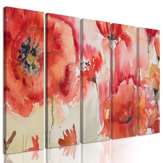 5-dielny obraz maľované maky