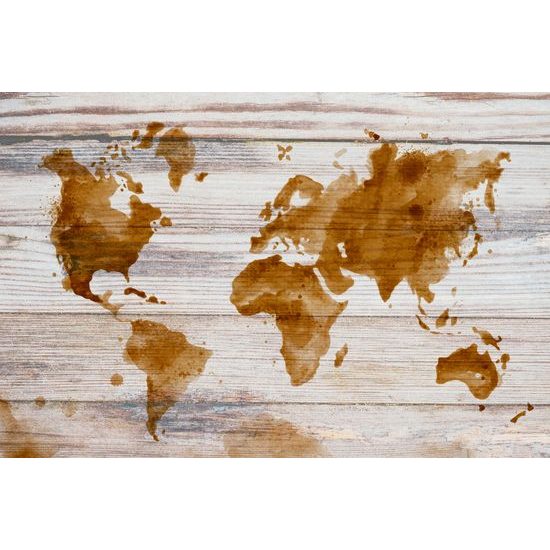 Obraz na korku mapa sveta na dreve