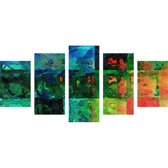 5-dielny obraz abstrakcia farieb