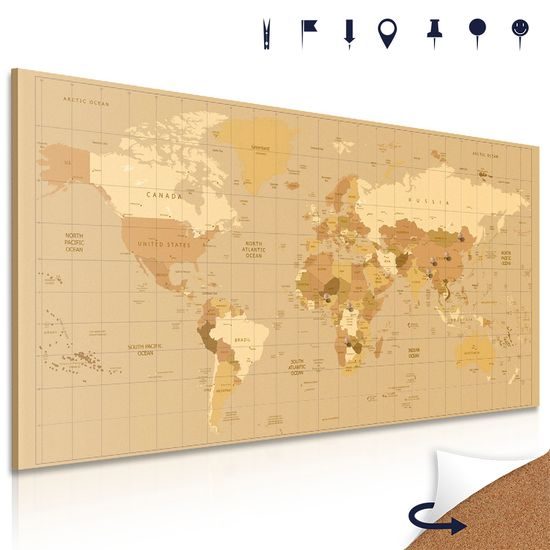 Obraz na korku stará mapa sveta