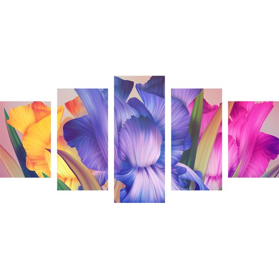 5-dielny obraz nádherné pestrofarebné kvety