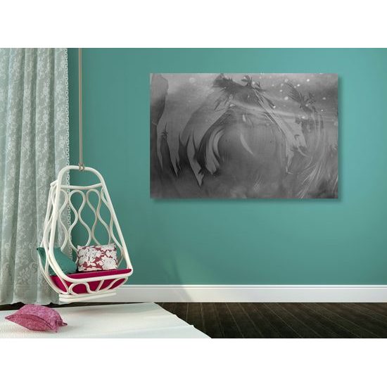 Obraz abstraktné znázornenie prírody v čiernobielom prevedení