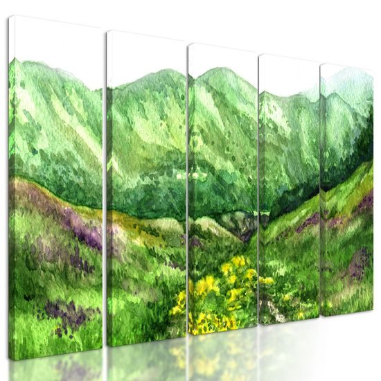 5-dielny obraz zelené údolie