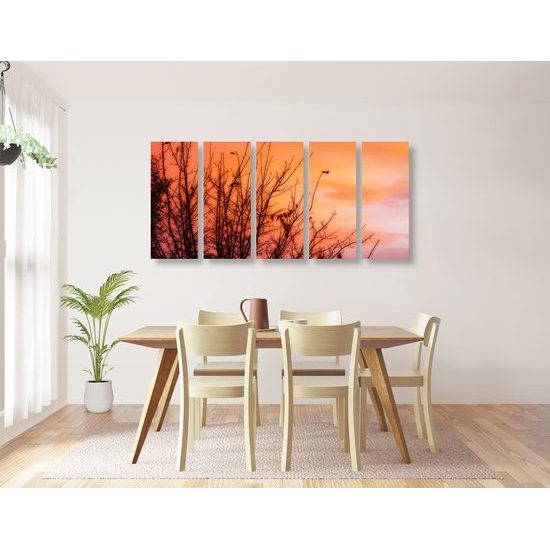 5-dielny obraz oranžová obloha