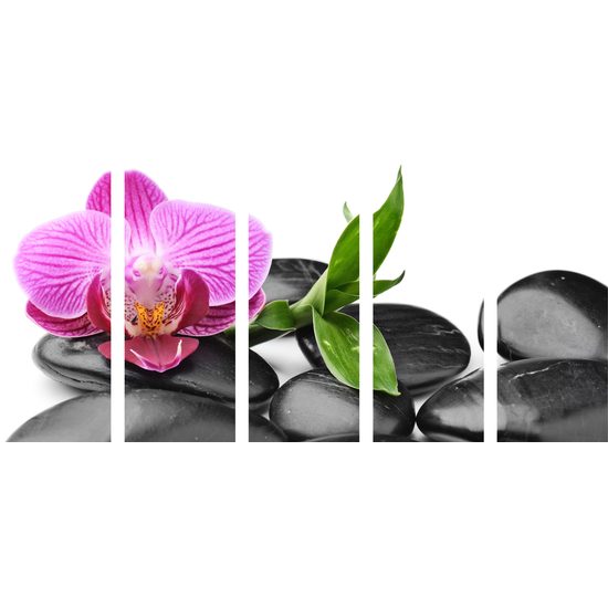 5-dielny obraz ploské wellness kamene