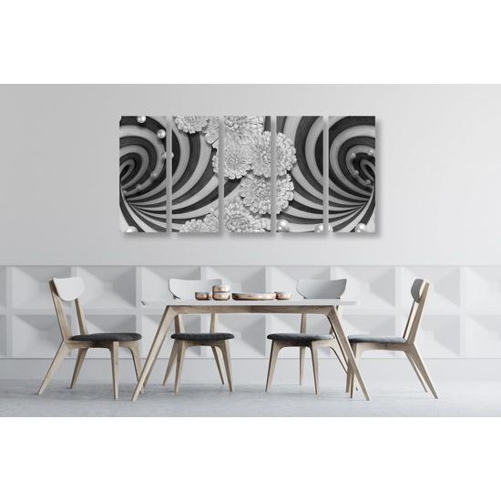 Obraz drevená špirála v čiernobielom prevedení