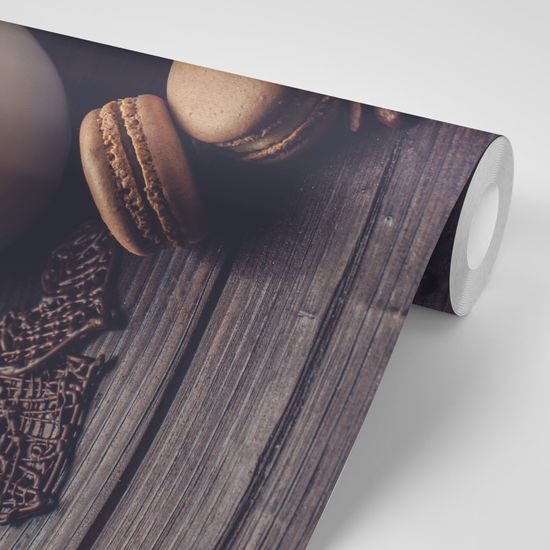 Samolepiaca fototapeta kávové zátišie s makrónkami
