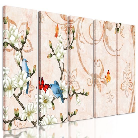 5-dielny obraz vintage príroda