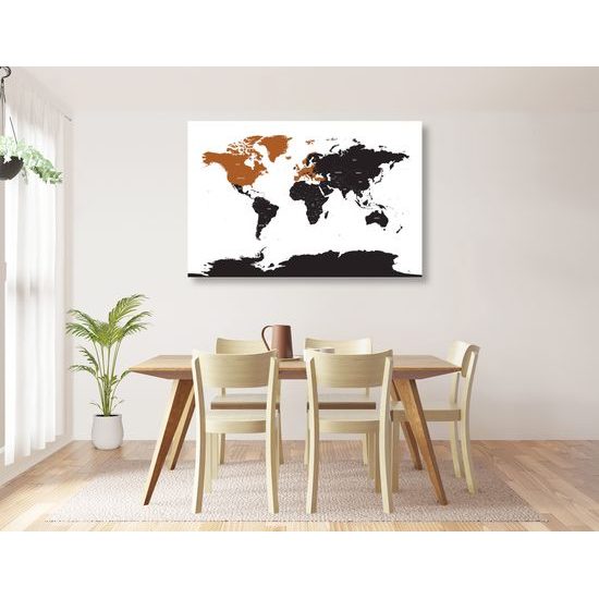 Obraz zaujímavá mapa na bielom pozadí s oranžovým detailom