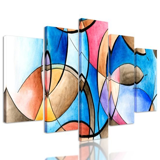 5-dielny obraz zobrazenie tvarov v abstraktnom prevedení