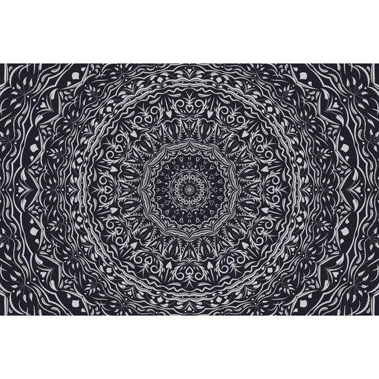 Tapeta ukľudnujúca Mandala v čiernobielom prevedení