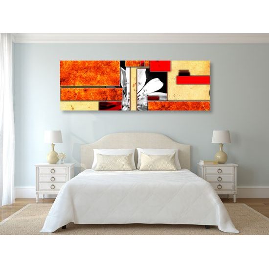 Obraz kvet v oranžovom ráme