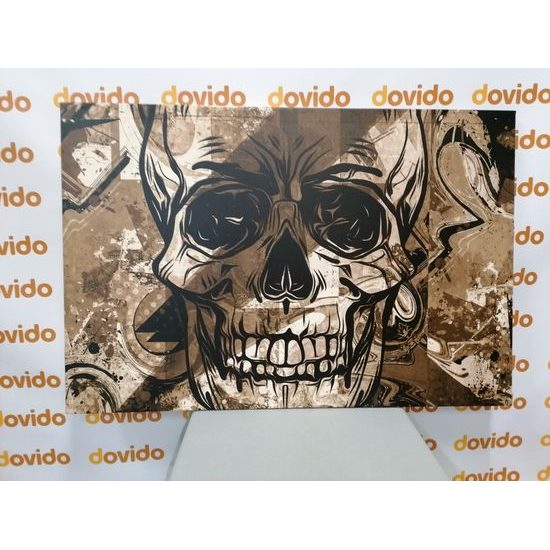 Obraz abstraktná lebka v sépiovom prevedení