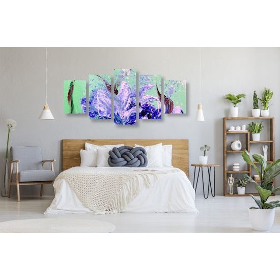 5-dielny obraz umelecká abstrakcia pivónie