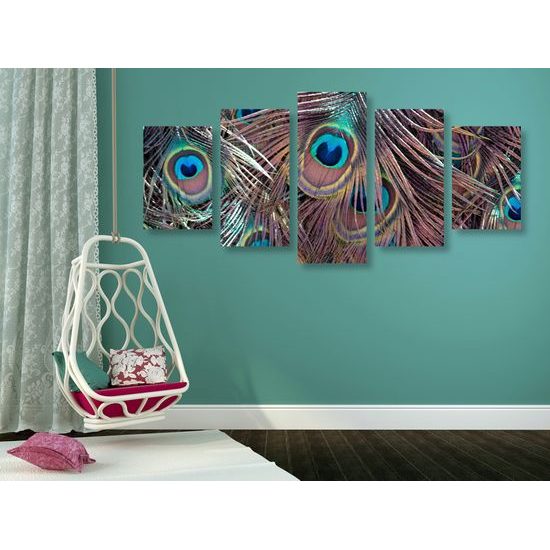 5-dielny obraz pávie perie