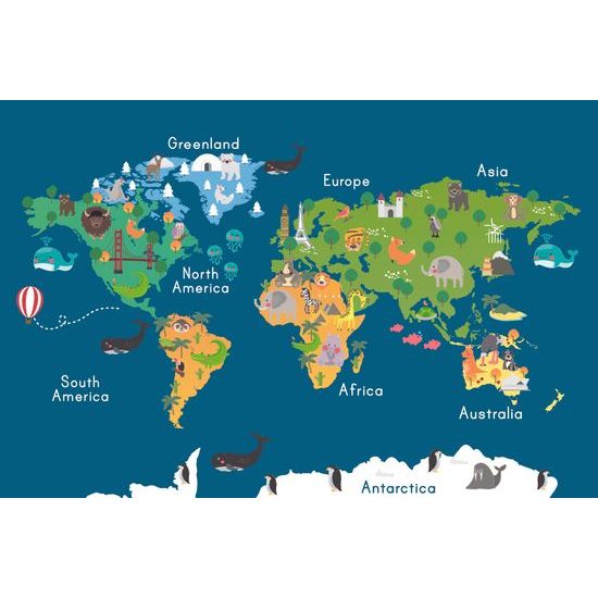Tapeta náučná mapa sveta pre deti