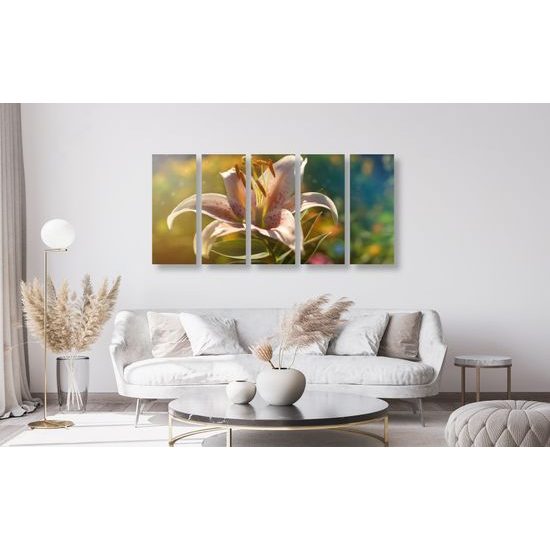 5-dielny obraz kvitnúci kvet