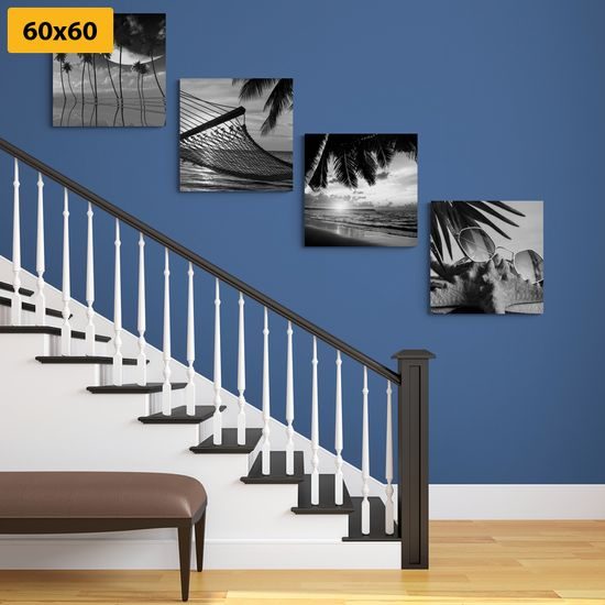 Set obrazov čiernobiele zákutia pláže