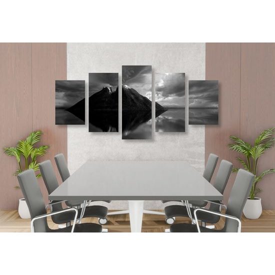 5-dielny obraz tajný ostrov v čiernobielom prevedení