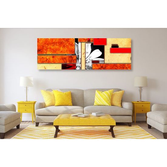 Obraz kvet v oranžovom ráme