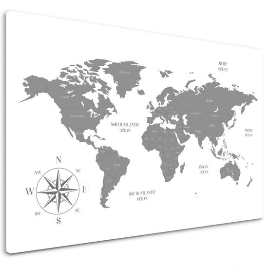 Obraz jednoduchá mapa sveta v šedom prevedení