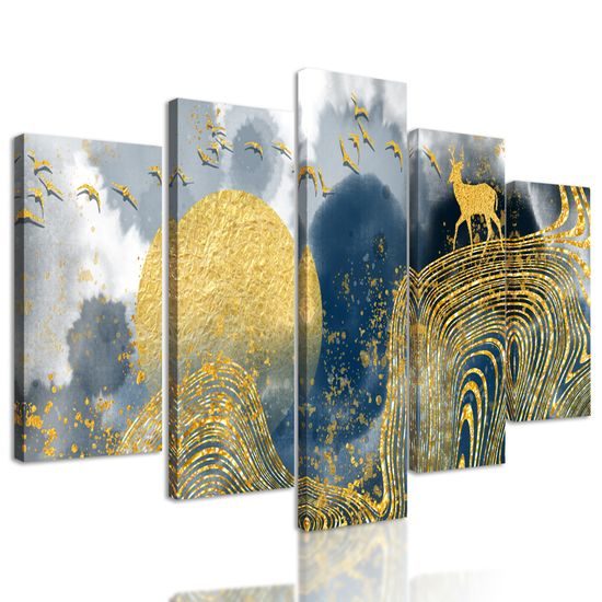5-dielny obraz abstrakcia prírody