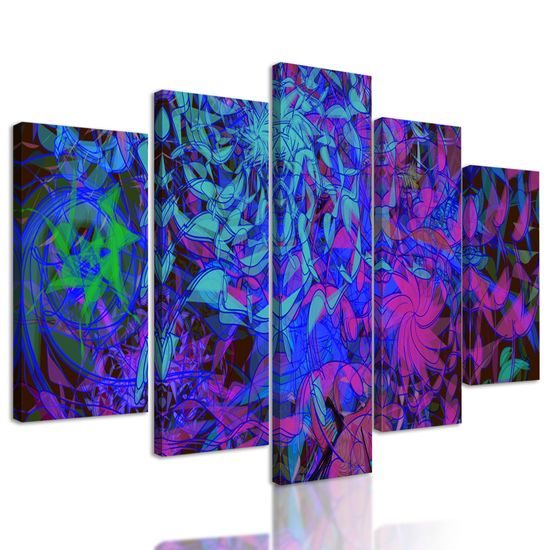 5-dielny obraz nevšedná abstrakcia v futuristickom prevedení