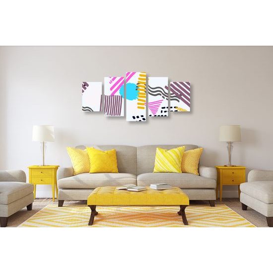 5-dielny obraz zaujímavý farebný vzor na bielom pozadí