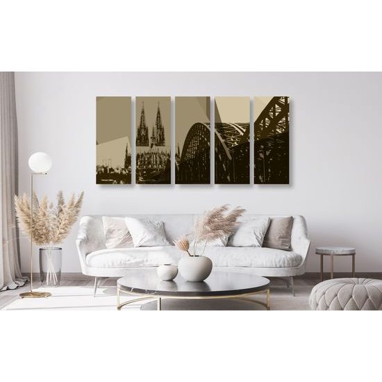 5-dielny obraz Kolínsky most v sépivom prevedení