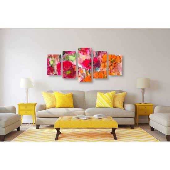 5-dielny obraz maľované maky