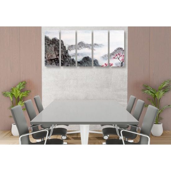 5-dielny obraz impozantná maľba krajiny