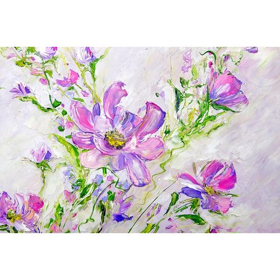 Tapeta olejomaľba letných fialových kvetov