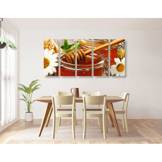 5-dielny obraz lesný med