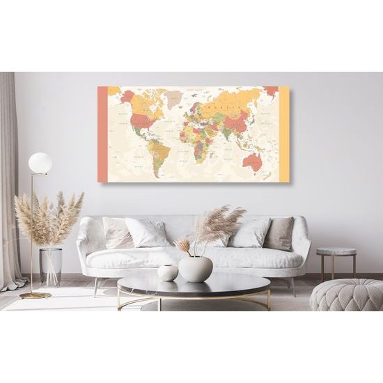 Obraz na korku mapa sveta v detailnom prevedení