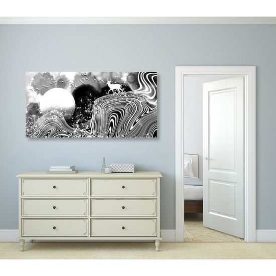 Obraz abstrakcia prírody v čiernobielom prevedení